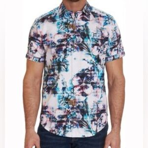 Robert Graham Minneola Graphic Embroidered Short Sleeve Button Up Shirt size 2XL